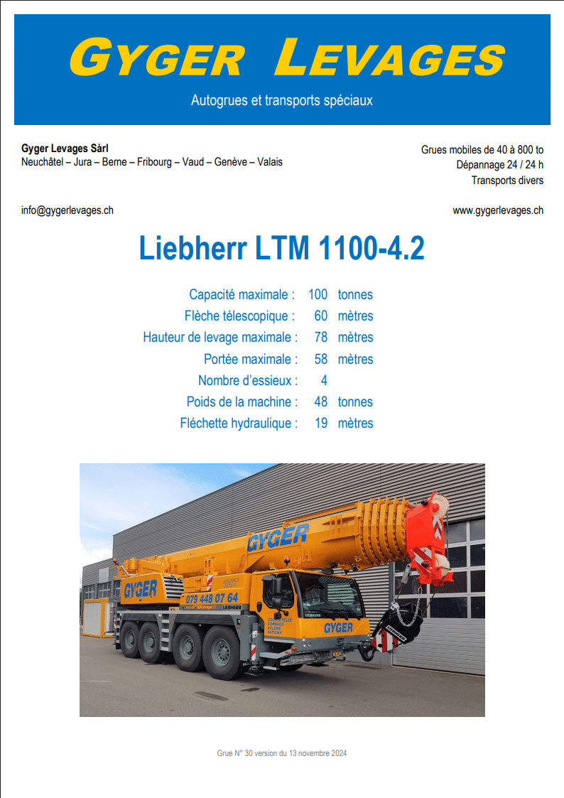 Image de la grue mobile télescopique 100 tonnes - LTM 1100-4.2