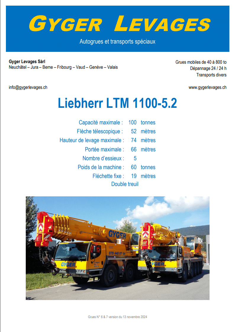 Image de la grue mobile télescopique 100 tonnes - LTM 1100-5.2
