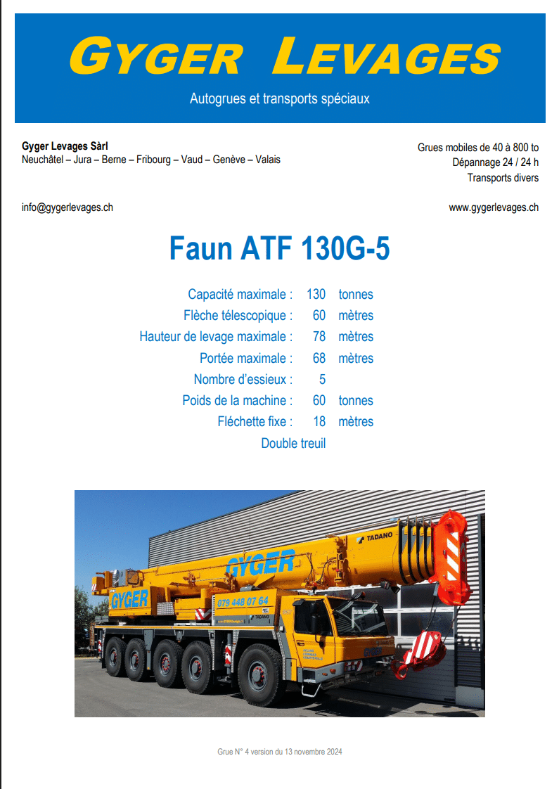 Image de la grue mobile télescopique 130 tonnes - ATF 130G-5