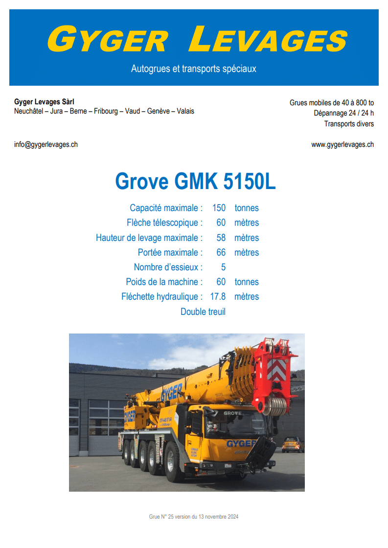Image de la grue mobile télescopique 150 tonnes - GMK 5150L