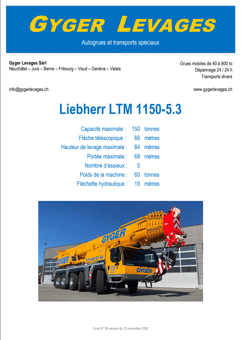 Image de la grue mobile télescopique 150 tonnes - LTM 1150-5.3