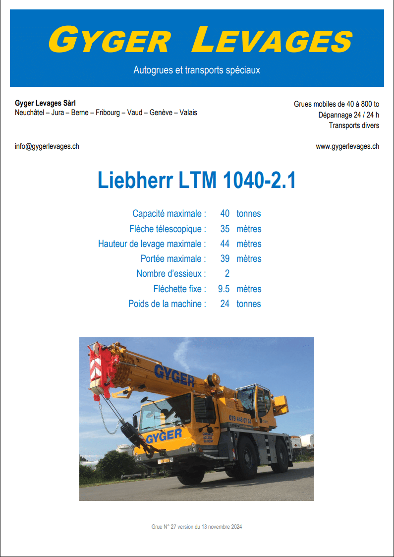 Image de la grue mobile télescopique 40 tonnes - LTM 1040-2.1