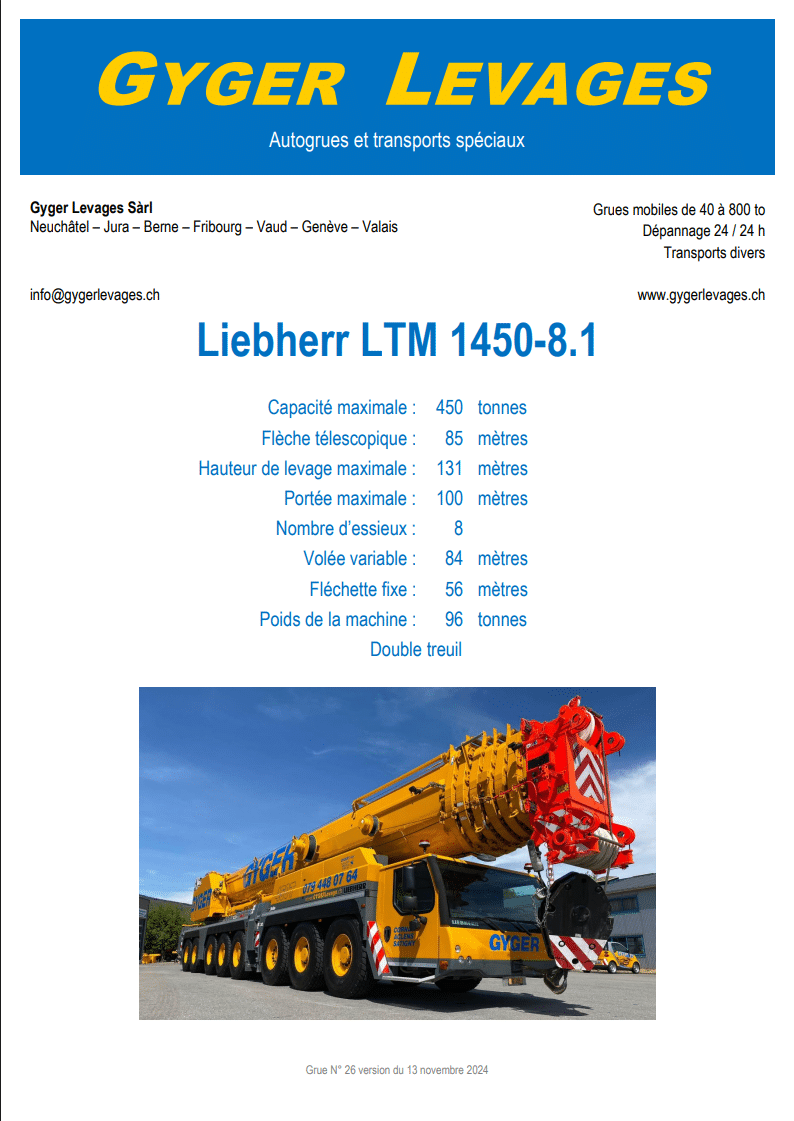 Image de la grue mobile télescopique 450 tonnes - LTM 1450-8.1