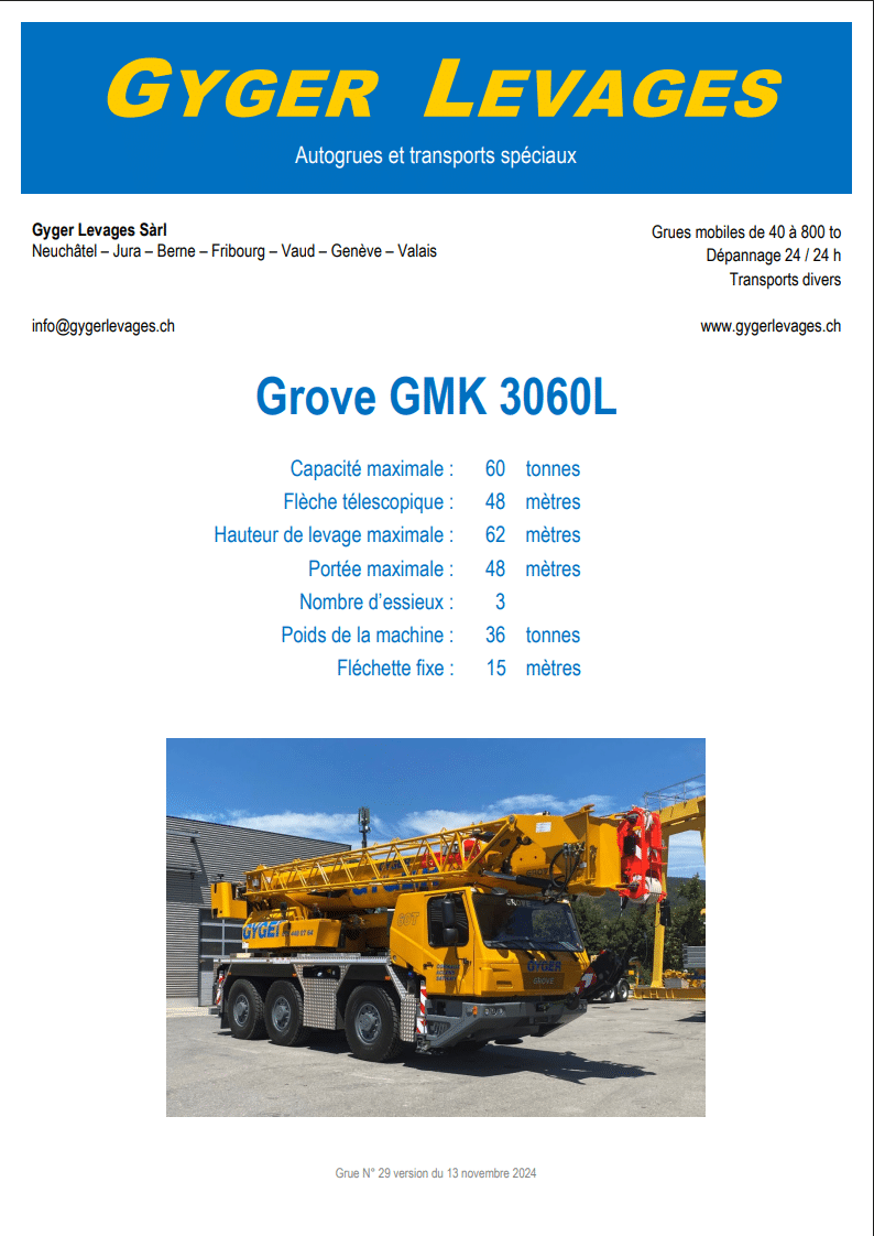 Image de la grue mobile télescopique 60 tonnes - GMK 3060L