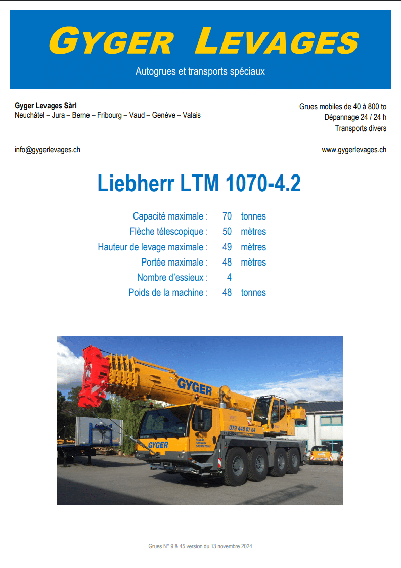 Image de la grue mobile télescopique 70 tonnes - LTM 1070-4.2