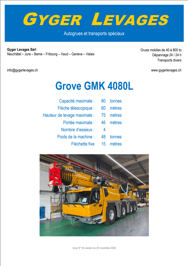 Image de la grue mobile télescopique 80 tonnes - GMK 4080L