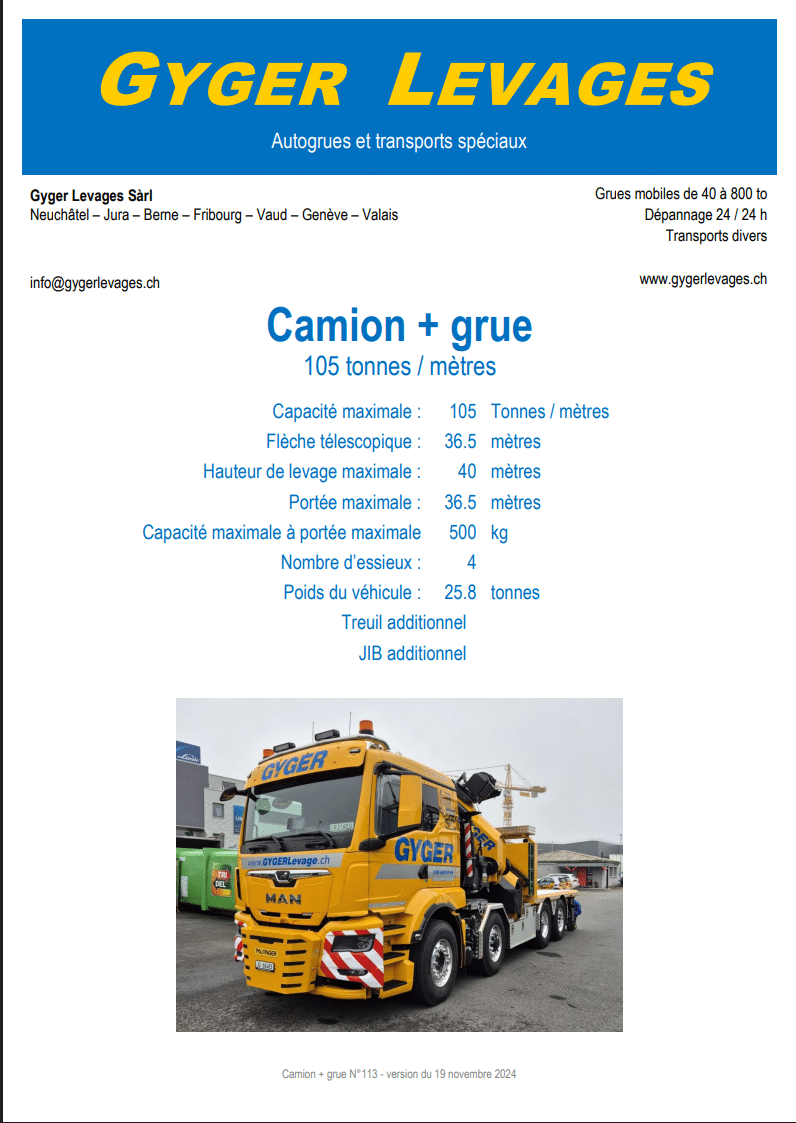 Image de Camion + grue 105 tonnes mètres porteur