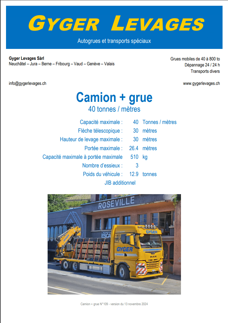 Image de Camion + grue 40 tonnes mètres porteur