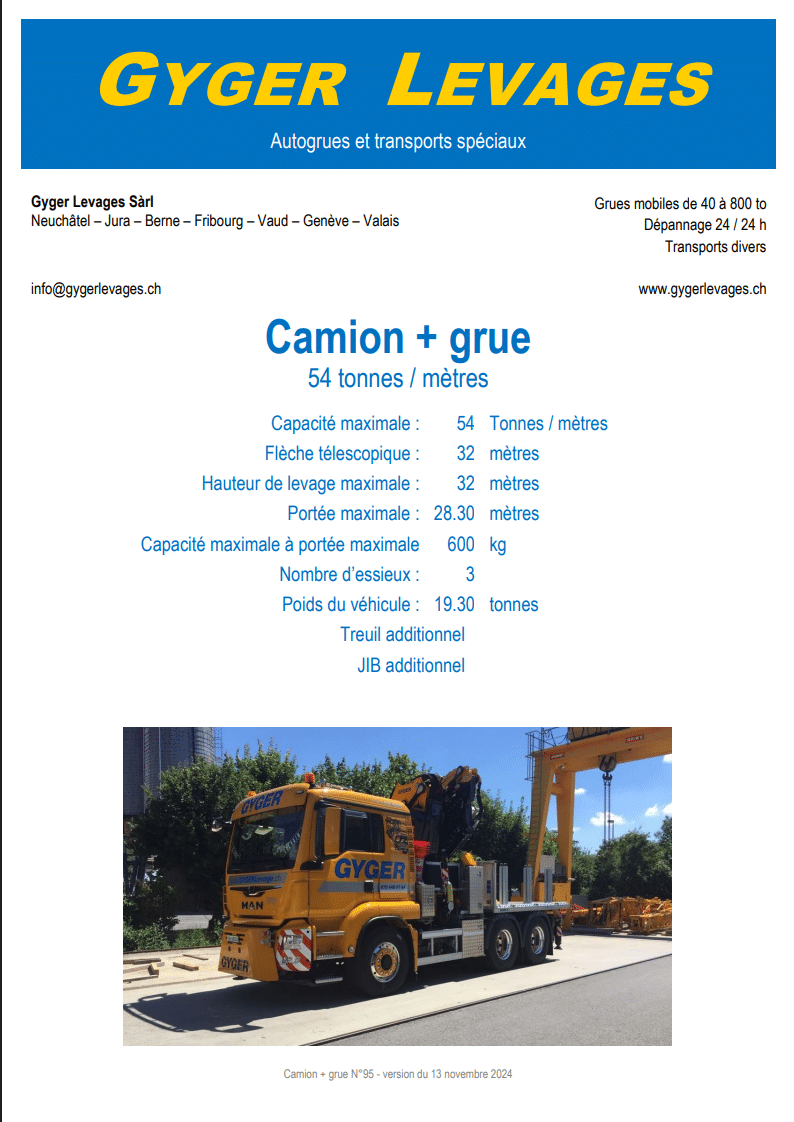 Image de Camion + grue 54 tonnes mètres