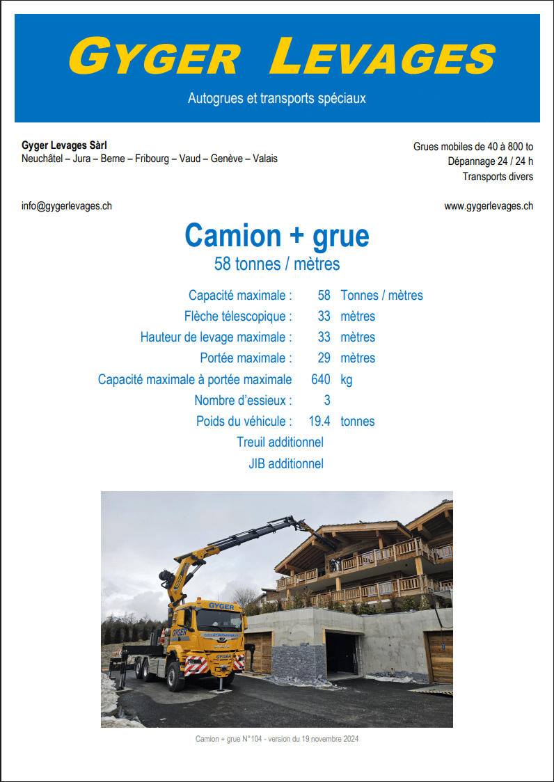 Image de Camion + grue 58 tonnes mètres